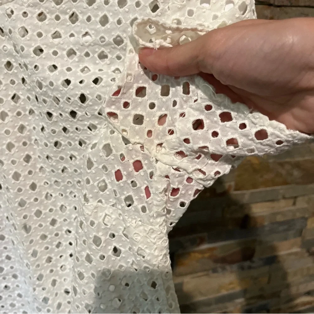 MICHAEL Michael Kors White 100% Cotton Eyelet Short Sleeve Top - Picture 3 of 11